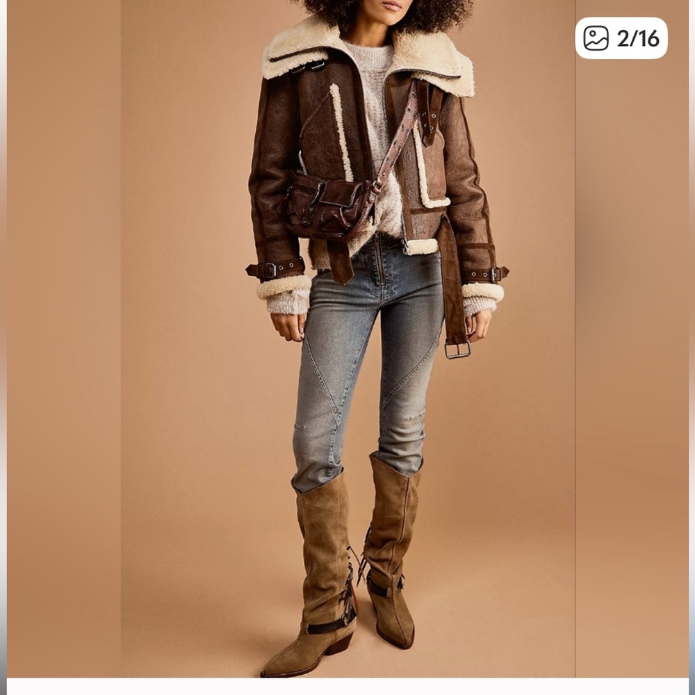 Free People Lace Sway Slouchy Women’s Military Taupe Western Boots Sz 7.5